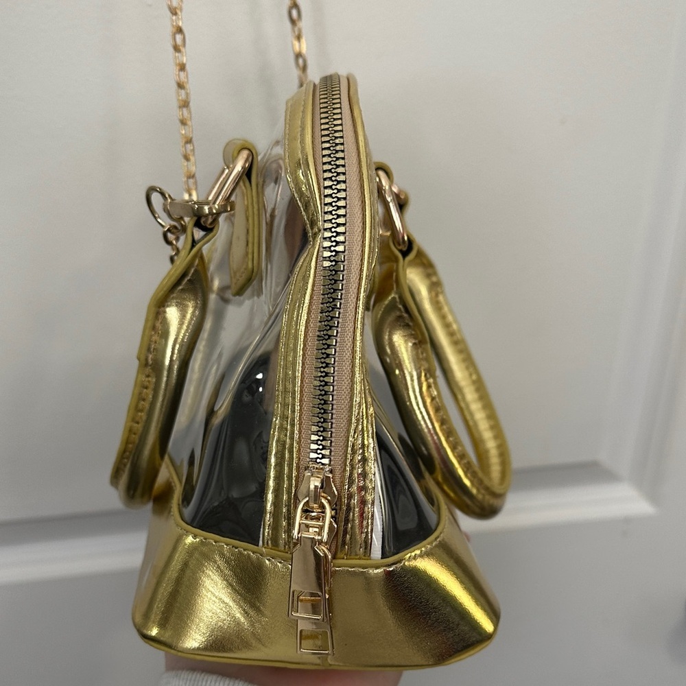 Gold/Clear Women's Stadium Handbag - Picture 4 of 4